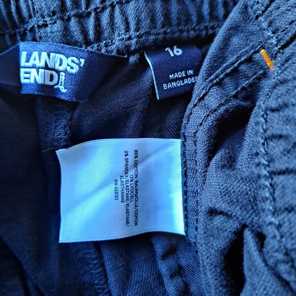 Lands' End Womens Black Elastic Waist Straight Leg Convertible Cargo Pants - 16 - Picture 10 of 11